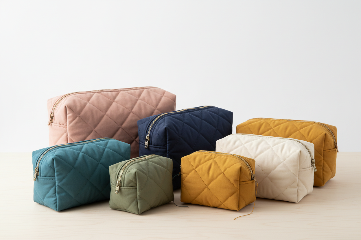 Quilted boxy pouches